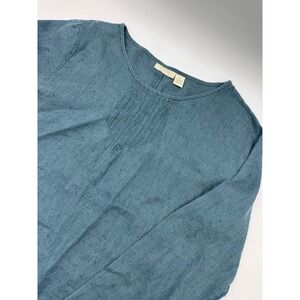 J.Jill Blue Linen Long Sleeve Dress